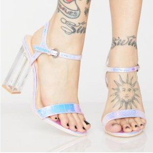 Holographic Clear Block Heels